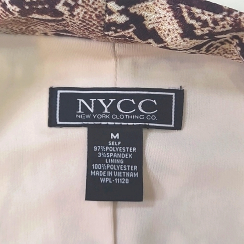 NYCC Snakeskin Graphic Print Blazer Lightweight Lined Jacket Gathered Sleeve NWT - Picture 3 of 17
